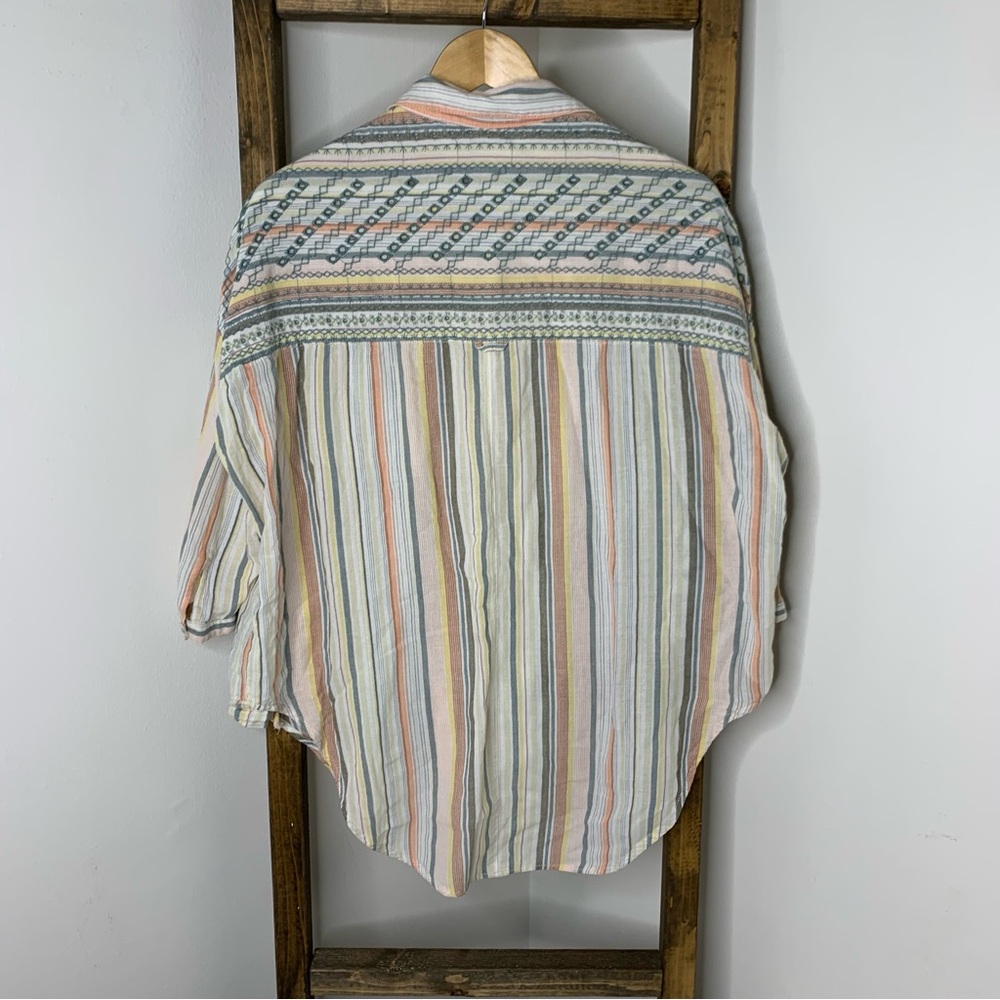 Anthropologie Multicolor Yarn-Dyed Striped Button Down Shirt Size XS/S - Picture 7 of 7